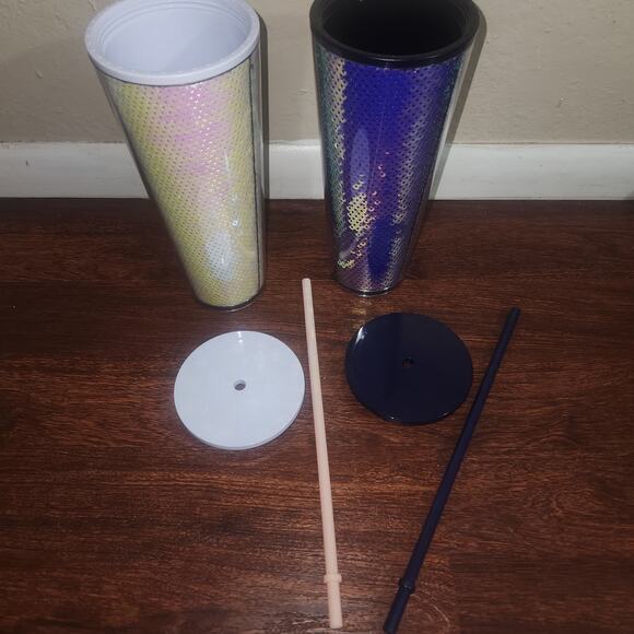 Starbucks Brand New Pink White & Iridescent Purple Sequin Venti Tumblers - Picture 6 of 8